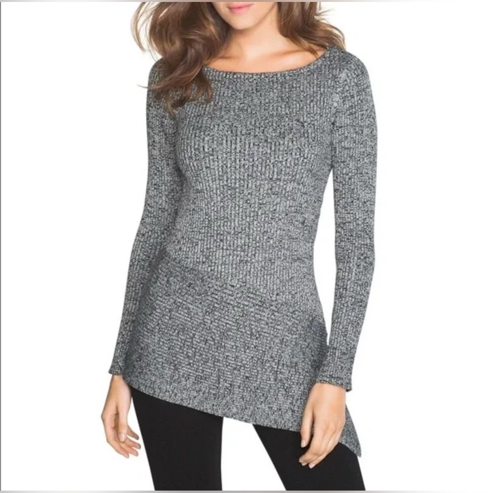 Gray Ribbed Knit Sweater